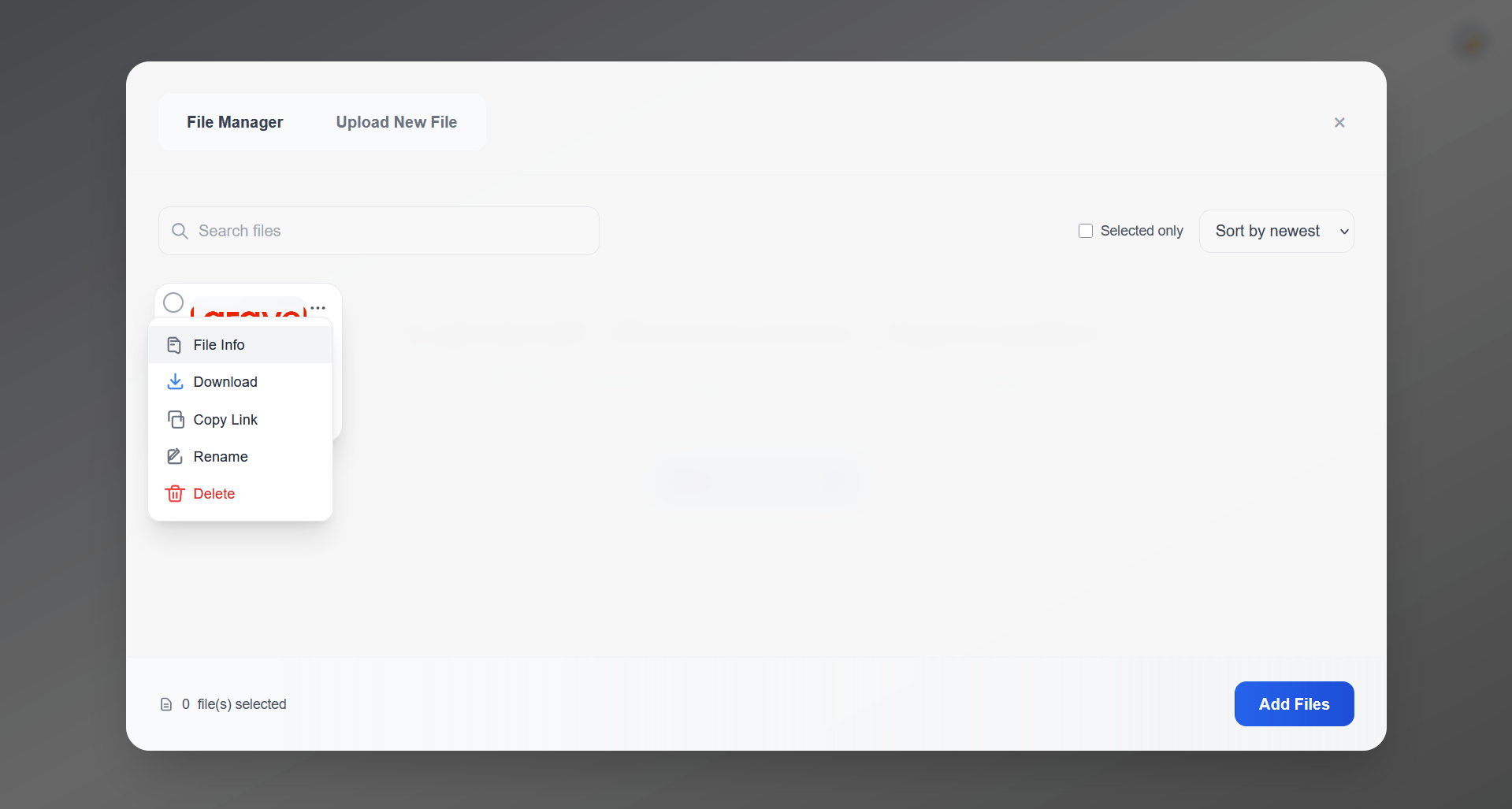 File Options Menu