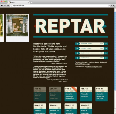 Reptar Music Website, Designed by Anthony Mattox