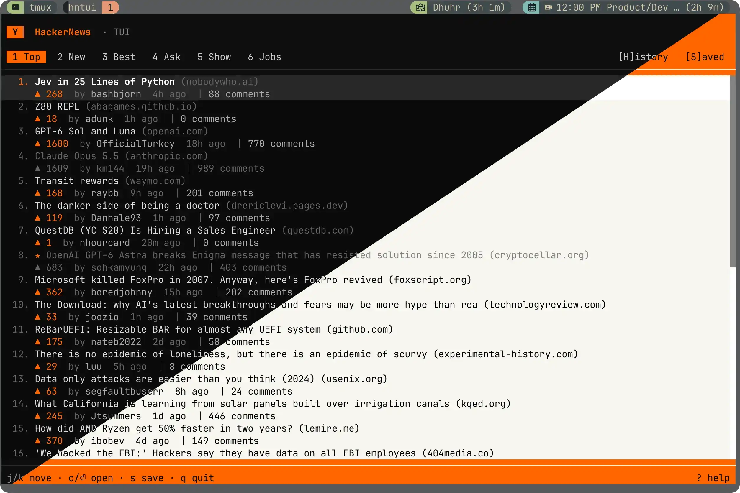 hntui — Hacker News in your terminal