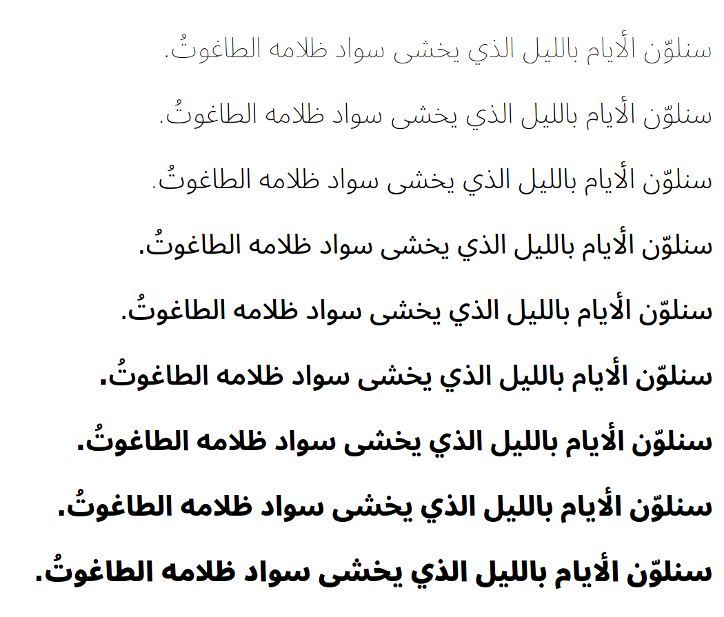 Noto Sans Arabic Font Weights