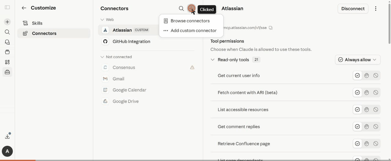 Adding Thoth as a custom MCP connector in claude.ai