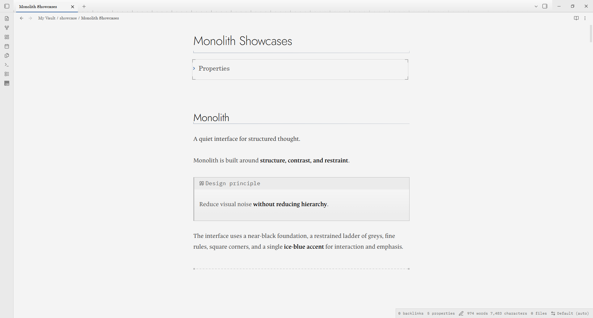 Monolith in light mode