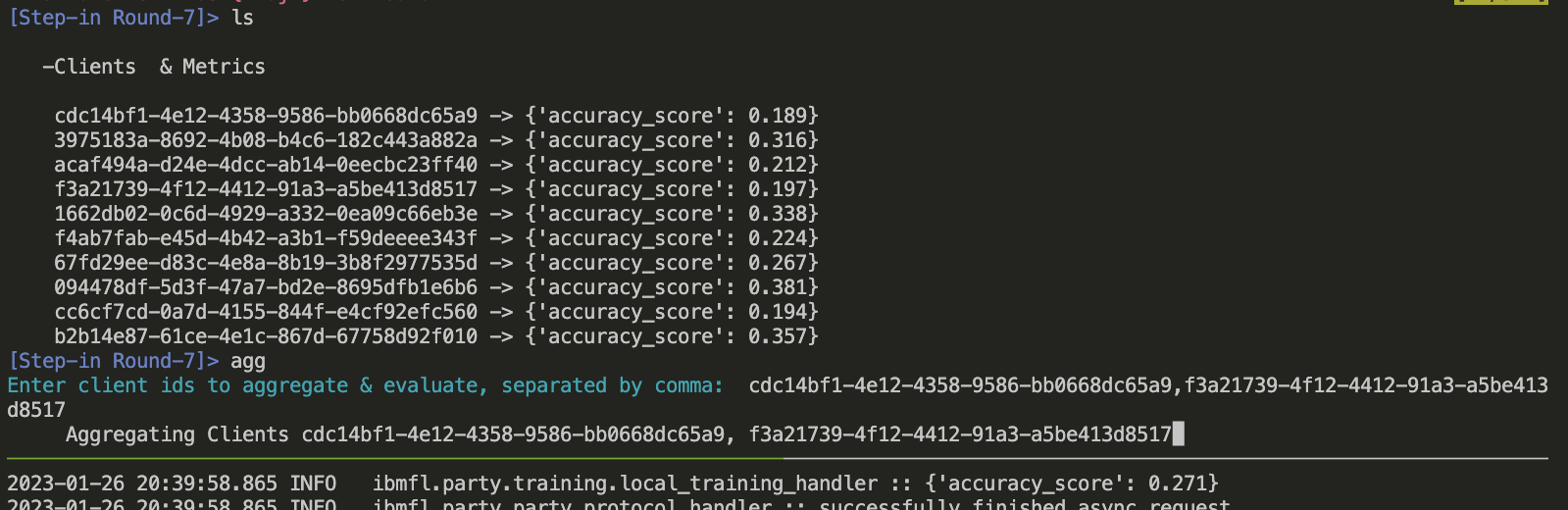 ls and agg commands