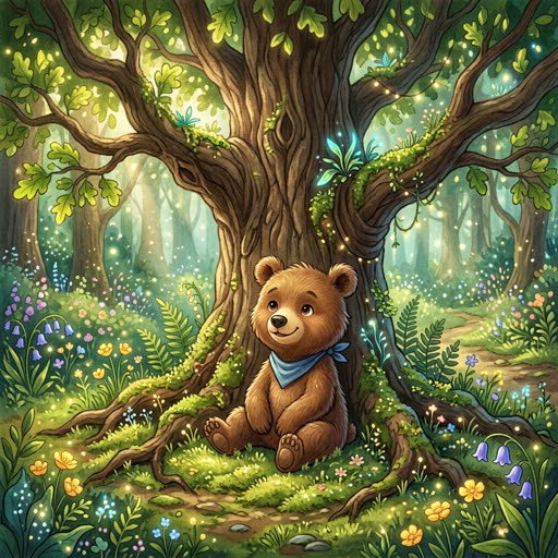 Benny under ancient oak tree