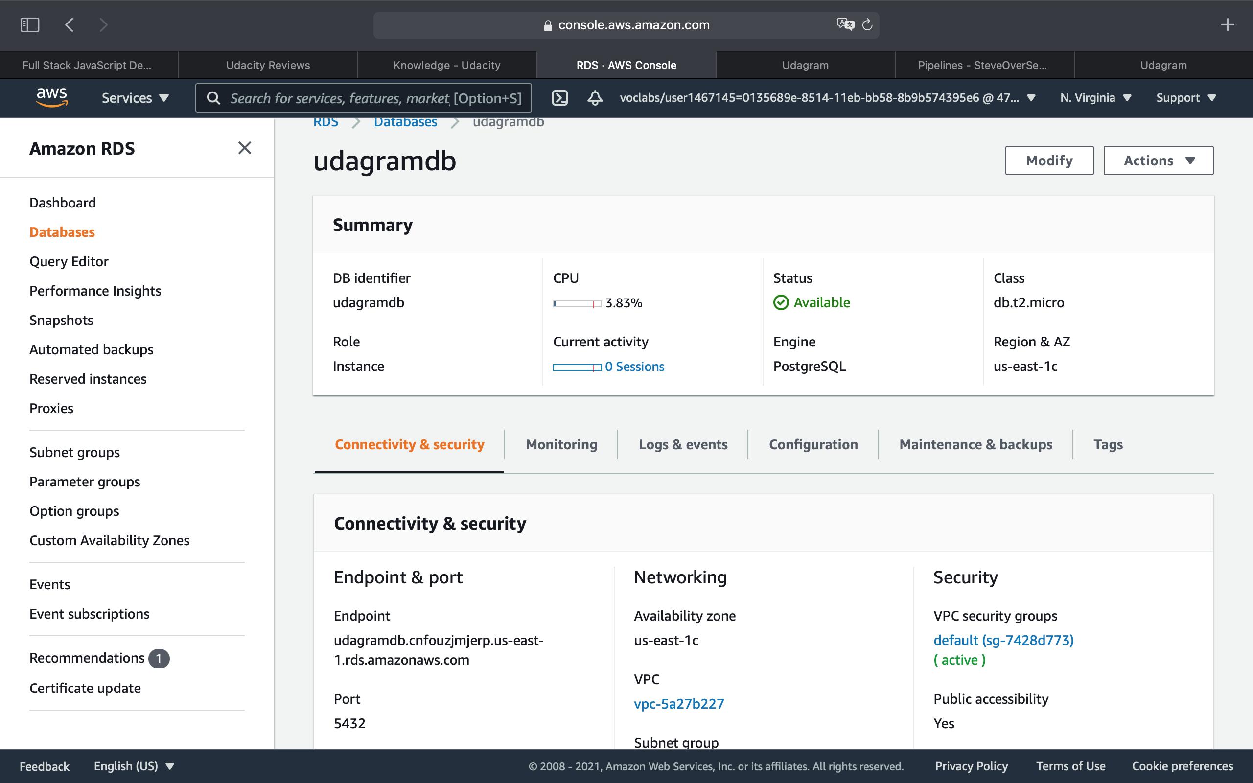 PostgreSQL RDS database