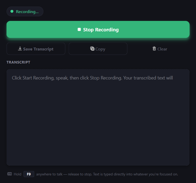 VoxScribe recording