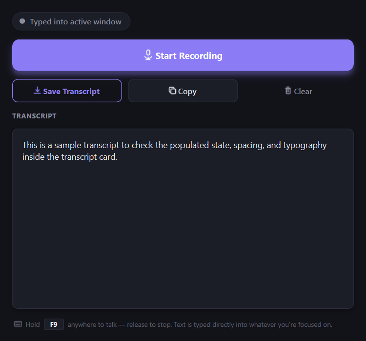 VoxScribe with a transcript
