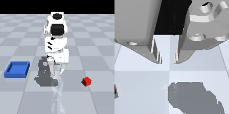 ACT policy performing pick-and-place from pixels (front and wrist cameras)