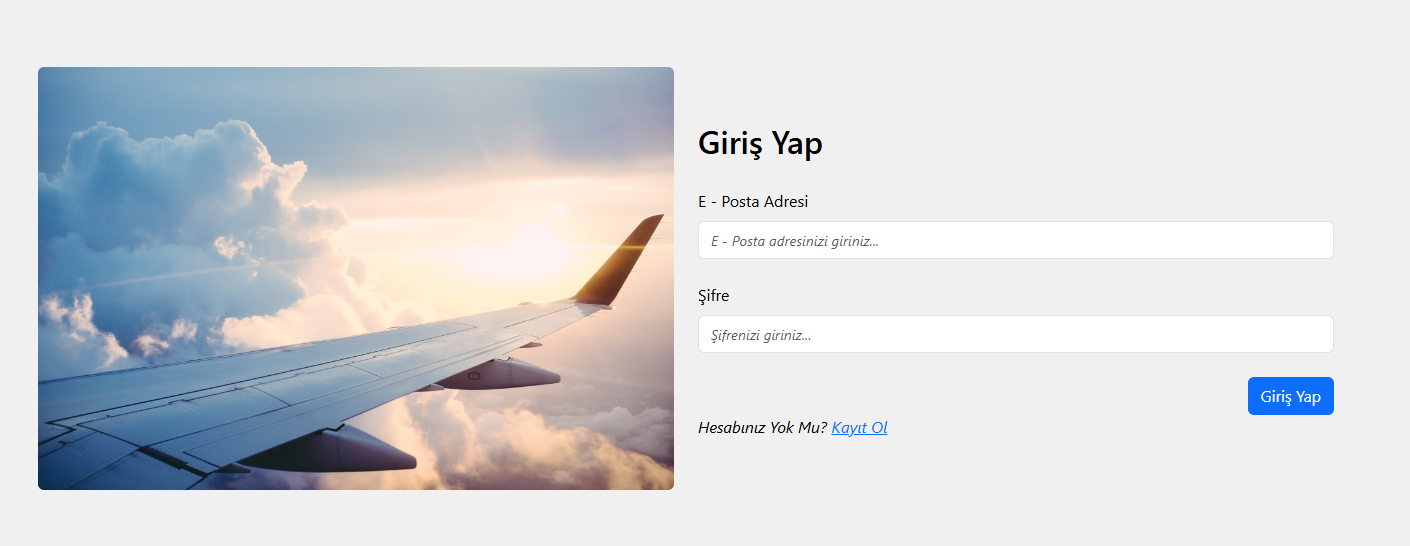Giriş Yapma Sayfasının Görüntüsü