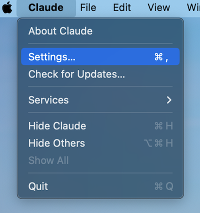 Open the Claude menu