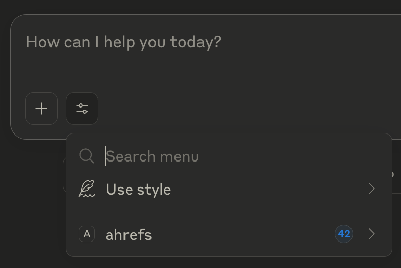 ahrefs MCP appears under 'tools'