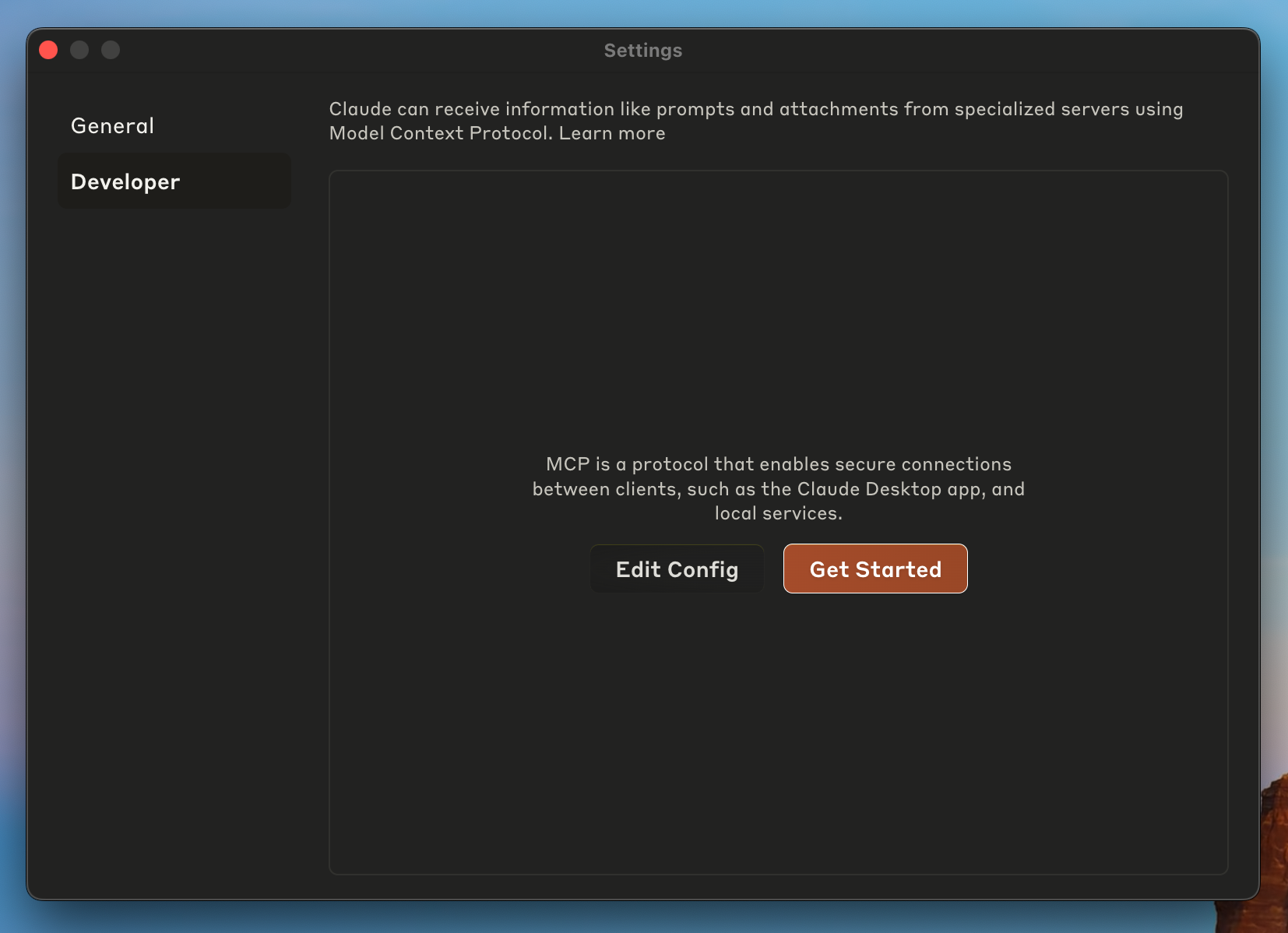Open the MCP config file