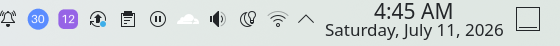 System tray icons showing usage percentages