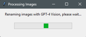 Processing Images Window with GPT-4 Vision Progress Bar