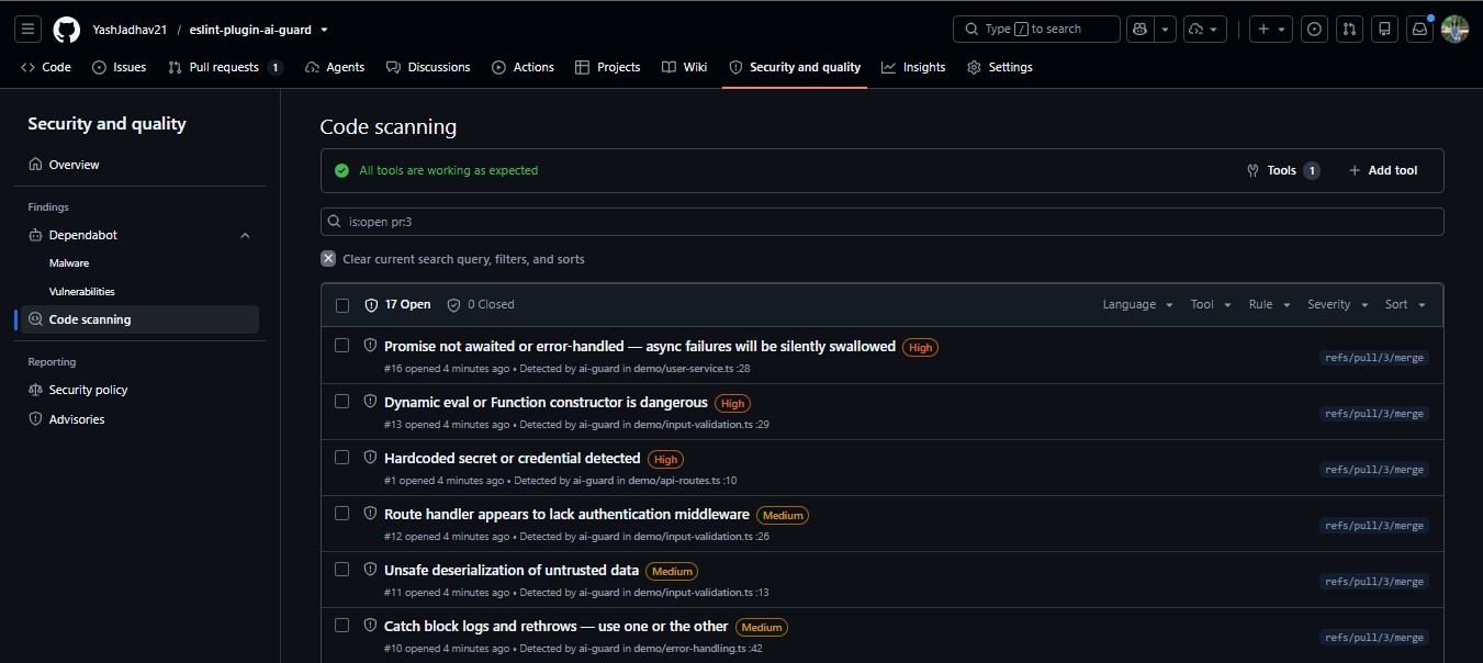 GitHub Code Scanning Alerts List