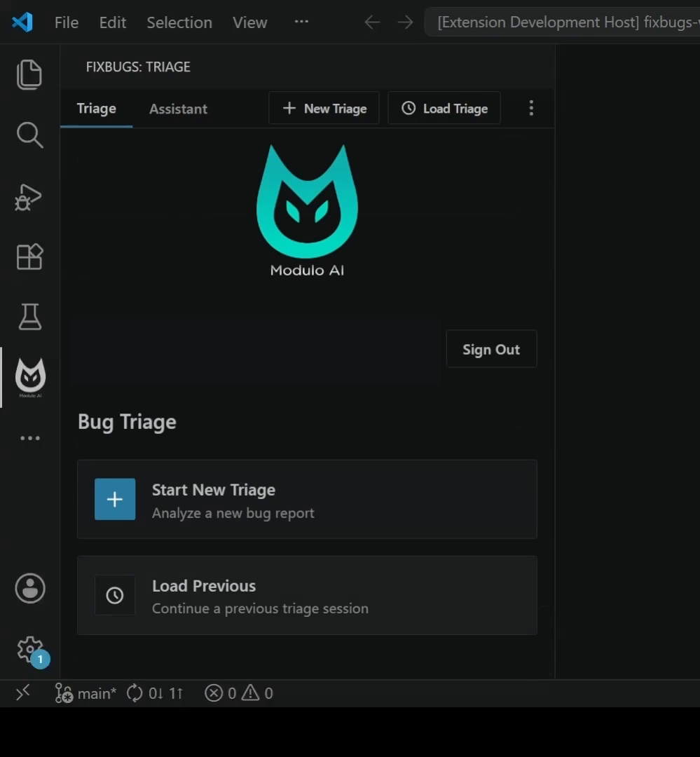 FixBugs triage start screen