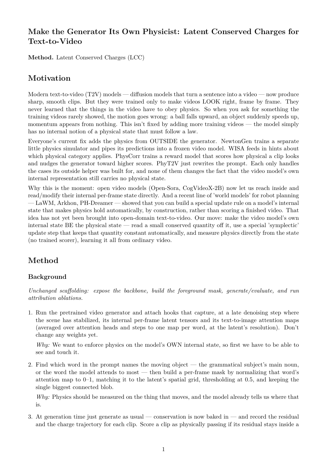 Latent Conserved Charges for Text-to-Video
