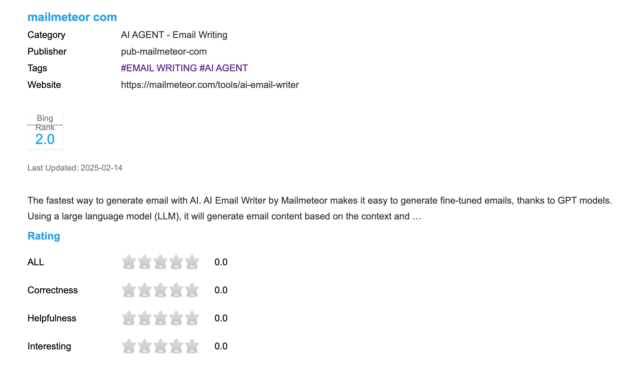 Bing Search Ranking Trakcing Email Writing AI Agents