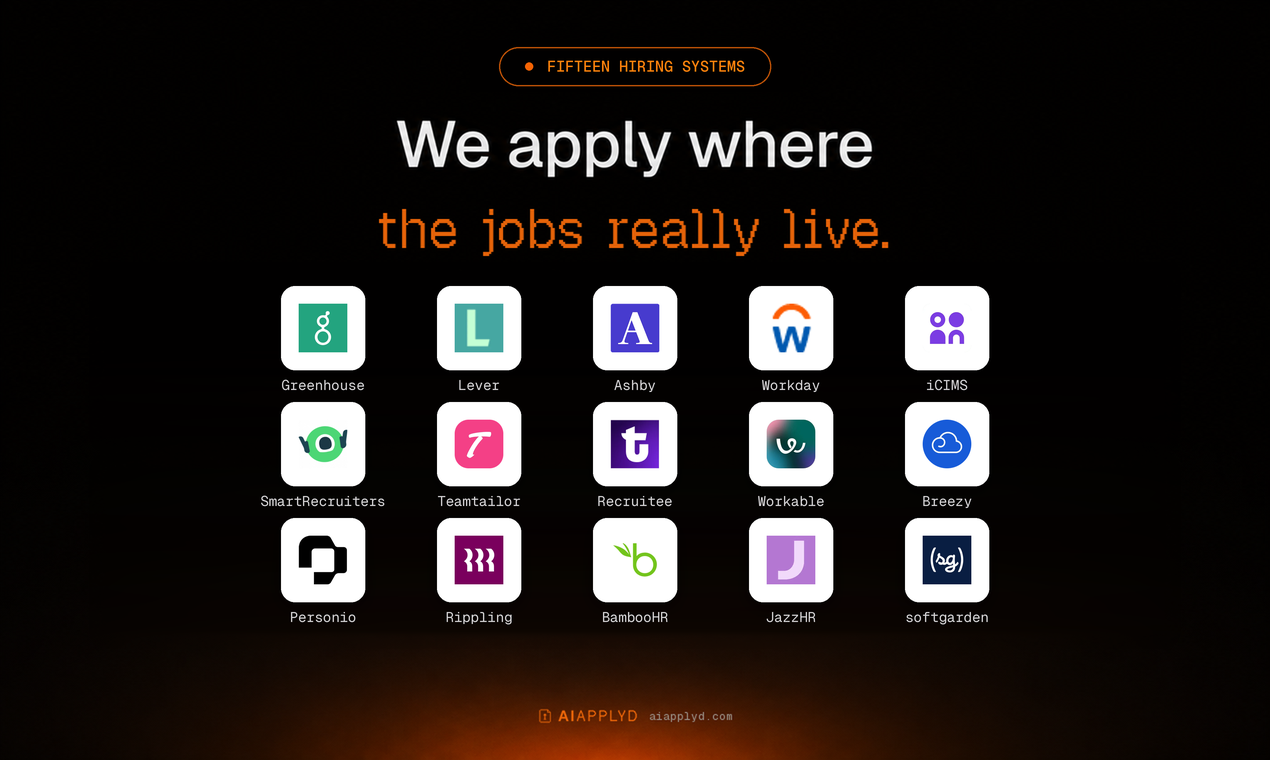 It applies on fifteen hiring systems, where the jobs actually live