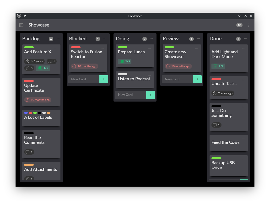 Screenshot main view in dark mode