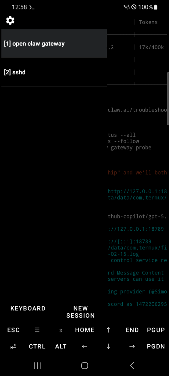 Termux side menu