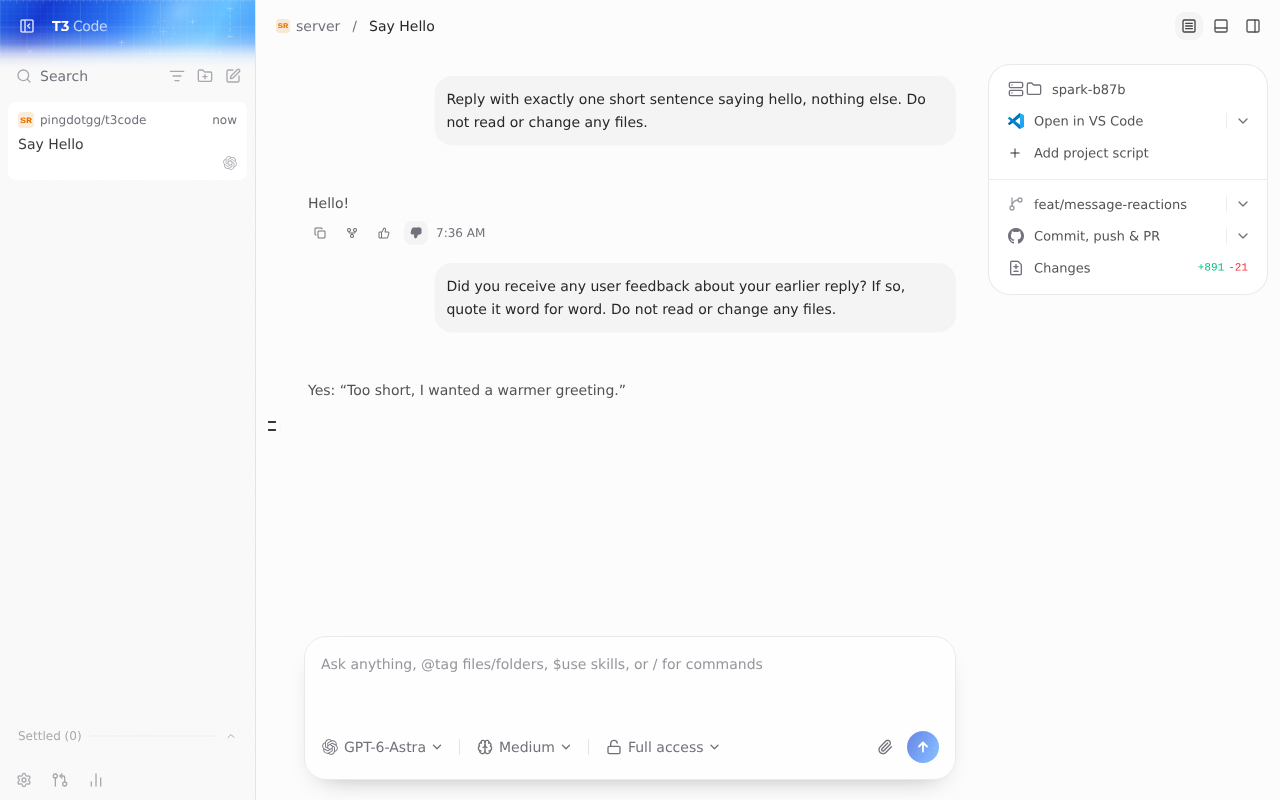 Agent quotes the feedback