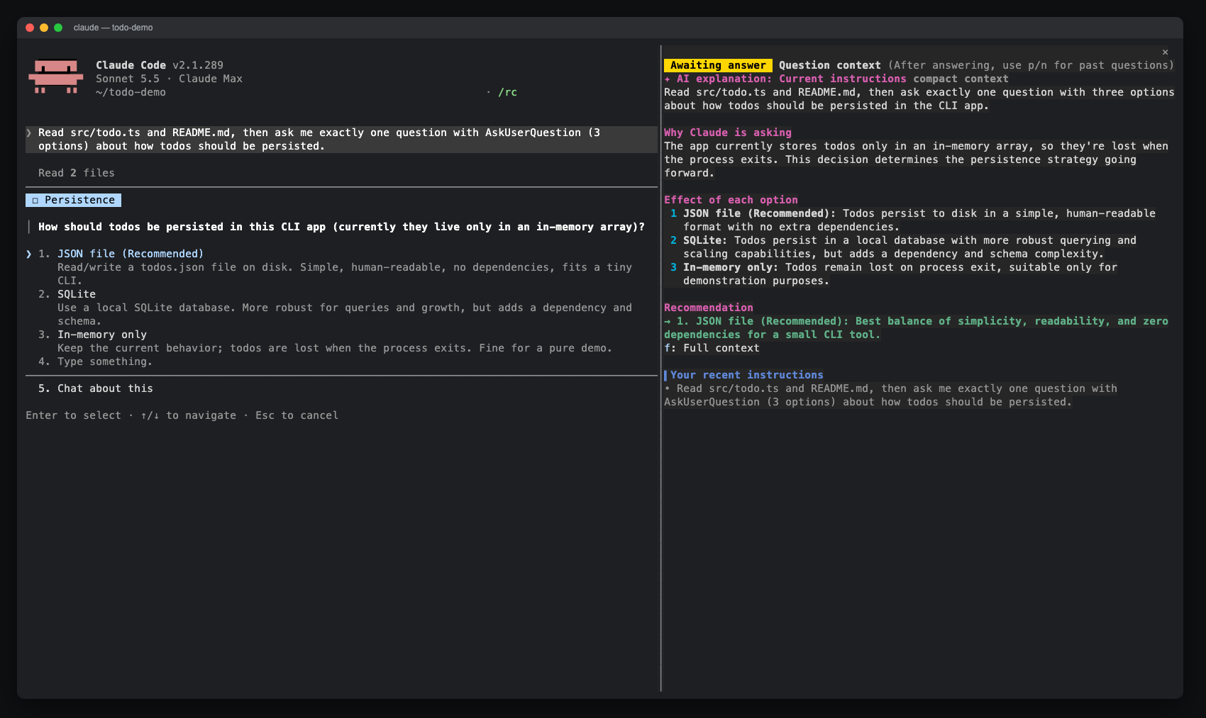 A compact-context explanation with the Full context button
