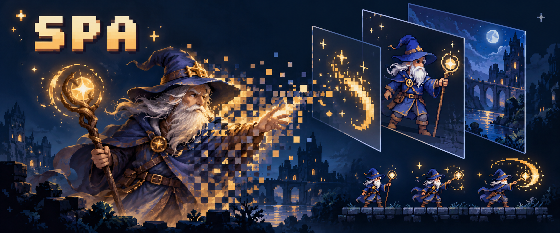 SPA: concept artwork becomes editable pixel art layers and animation frames