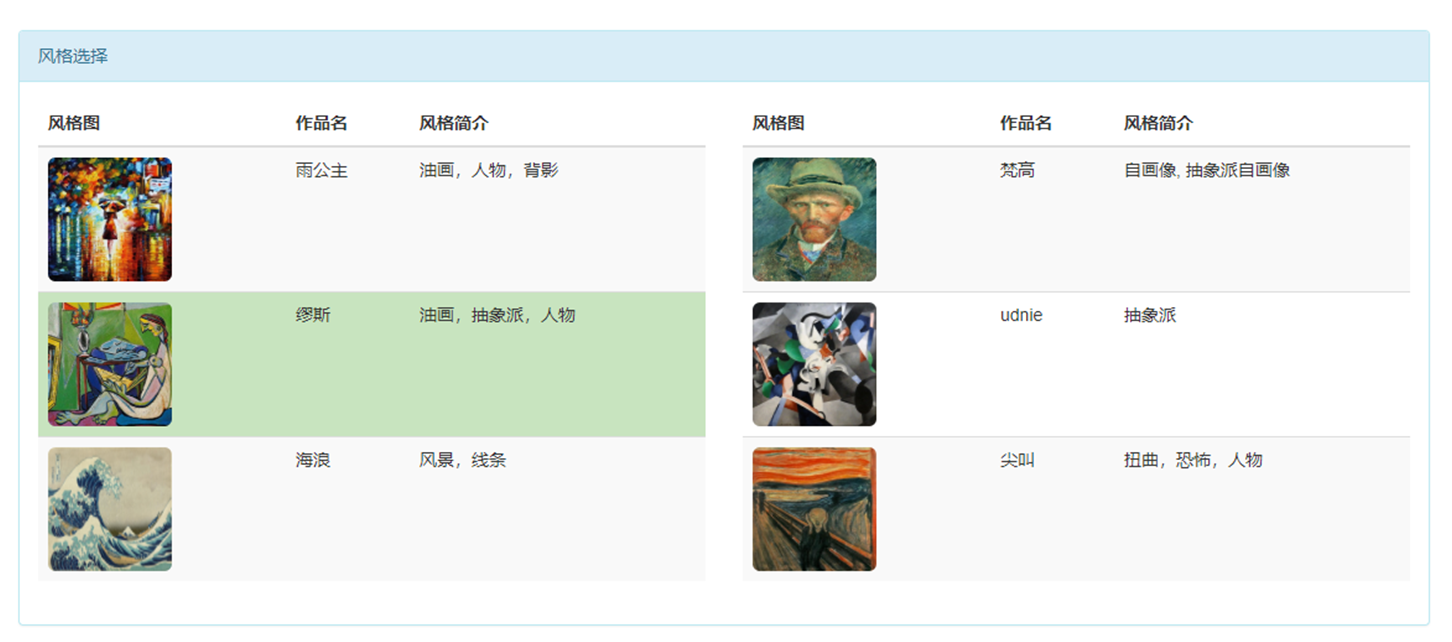 前端界面之选择风格部分