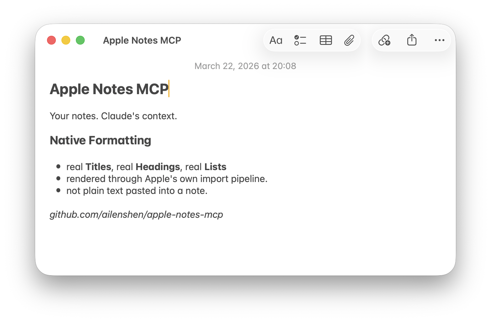 Apple Notes MCP