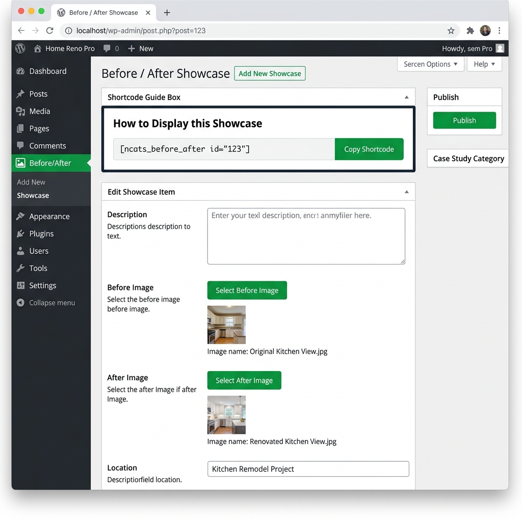 Admin Dashboard & Shortcode Guide