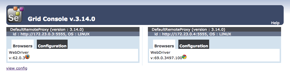 Selenium netværk med en firefox node og en chrome node