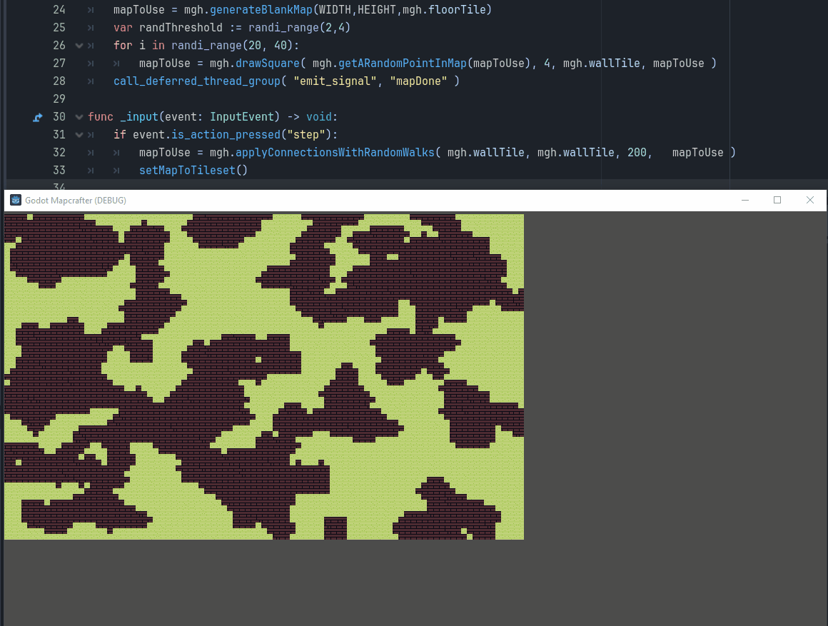 Connecting sections using random walks on a map.