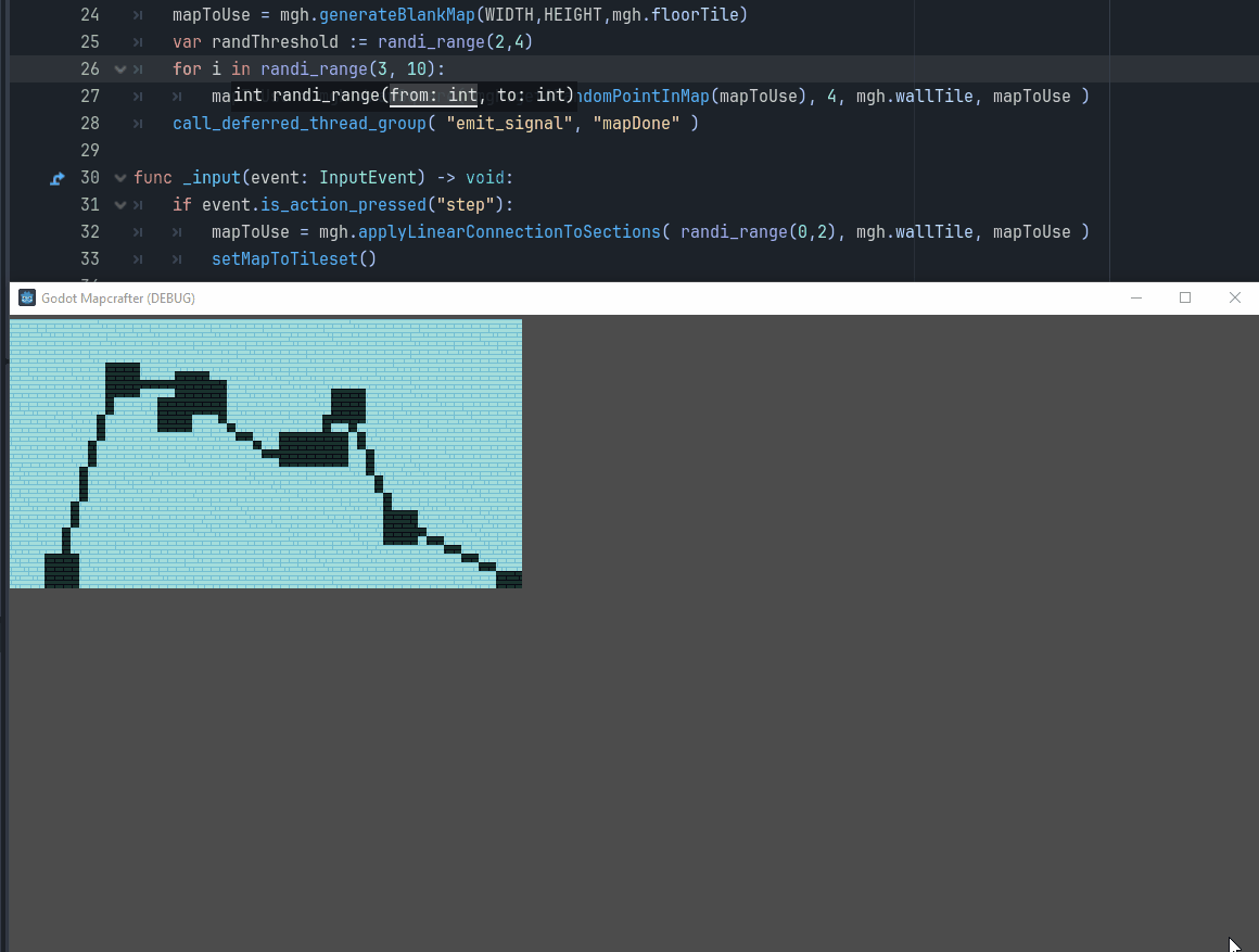 Creating linear connections between sections on a map.