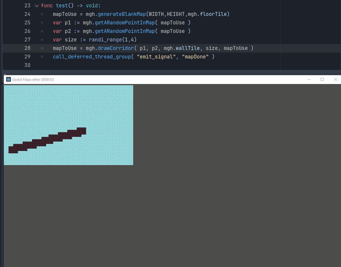 Drawing a corridor between two points on a map.