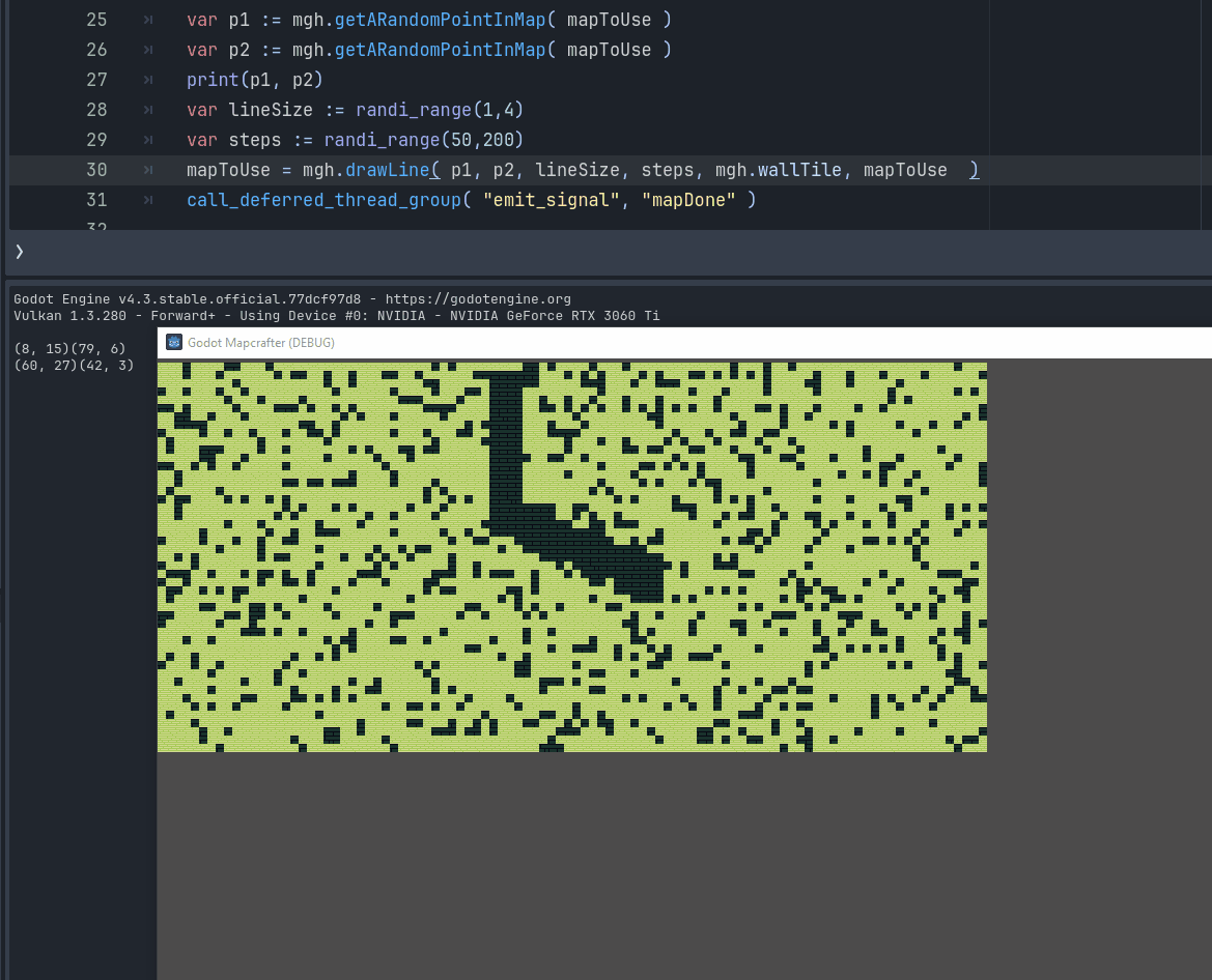 Drawing a line on a map with specified thickness.