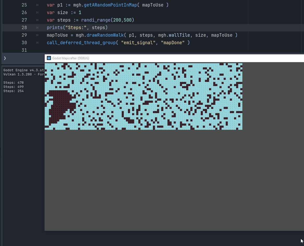 Performing a random walk on a map.