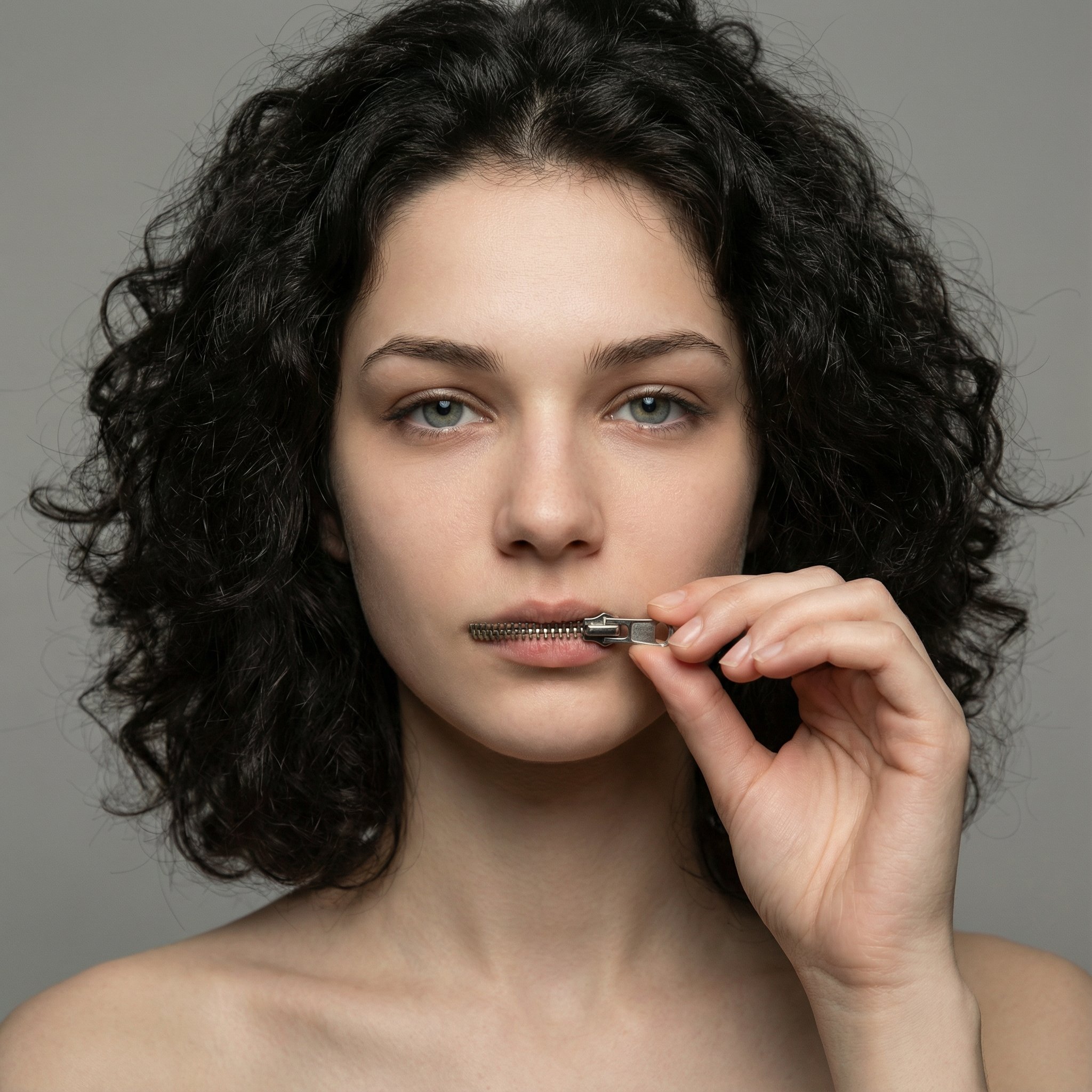 Zipped Lips Portrait