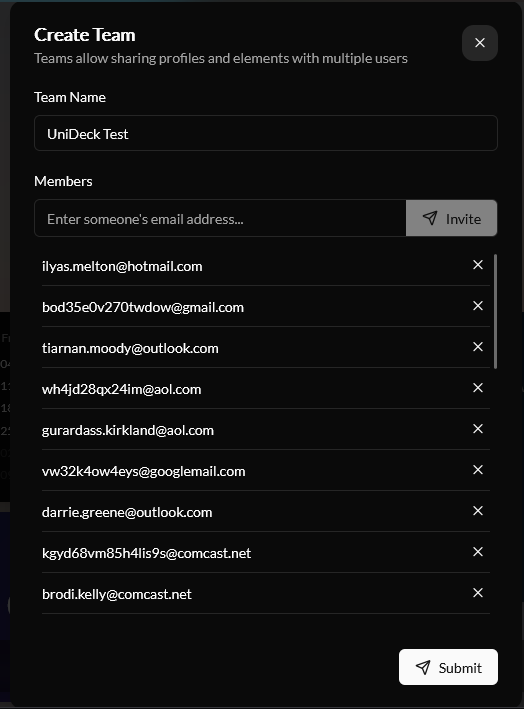 Create a Team - UniDeck Documentation