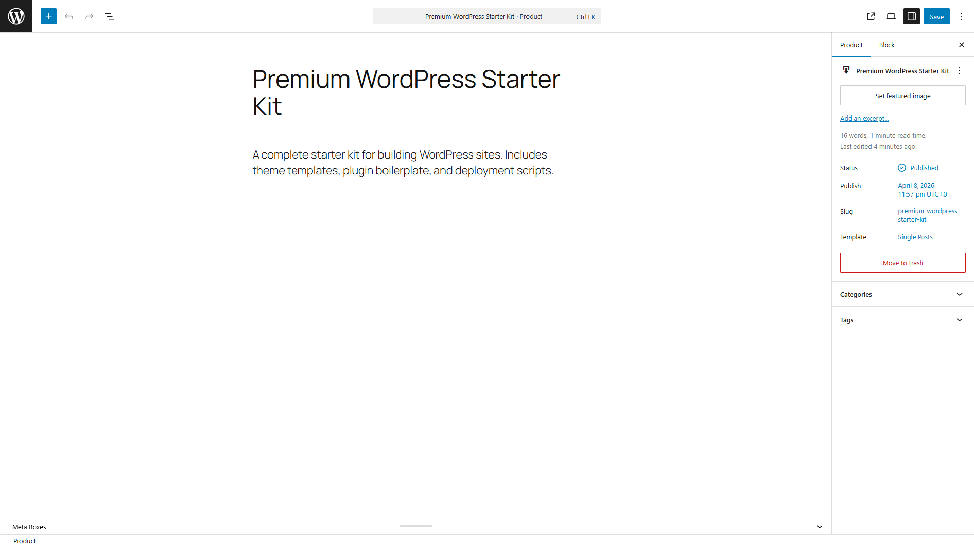 Product editor