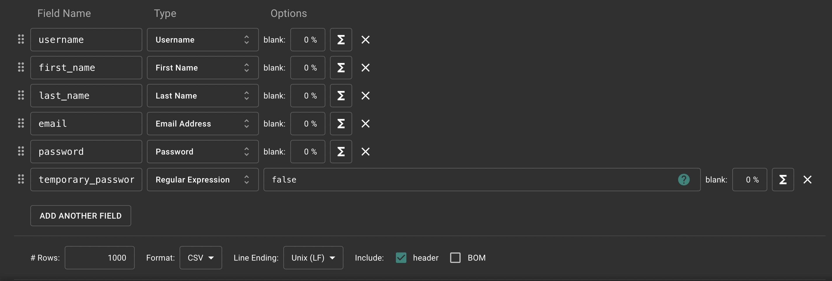 Mockaroo User Data