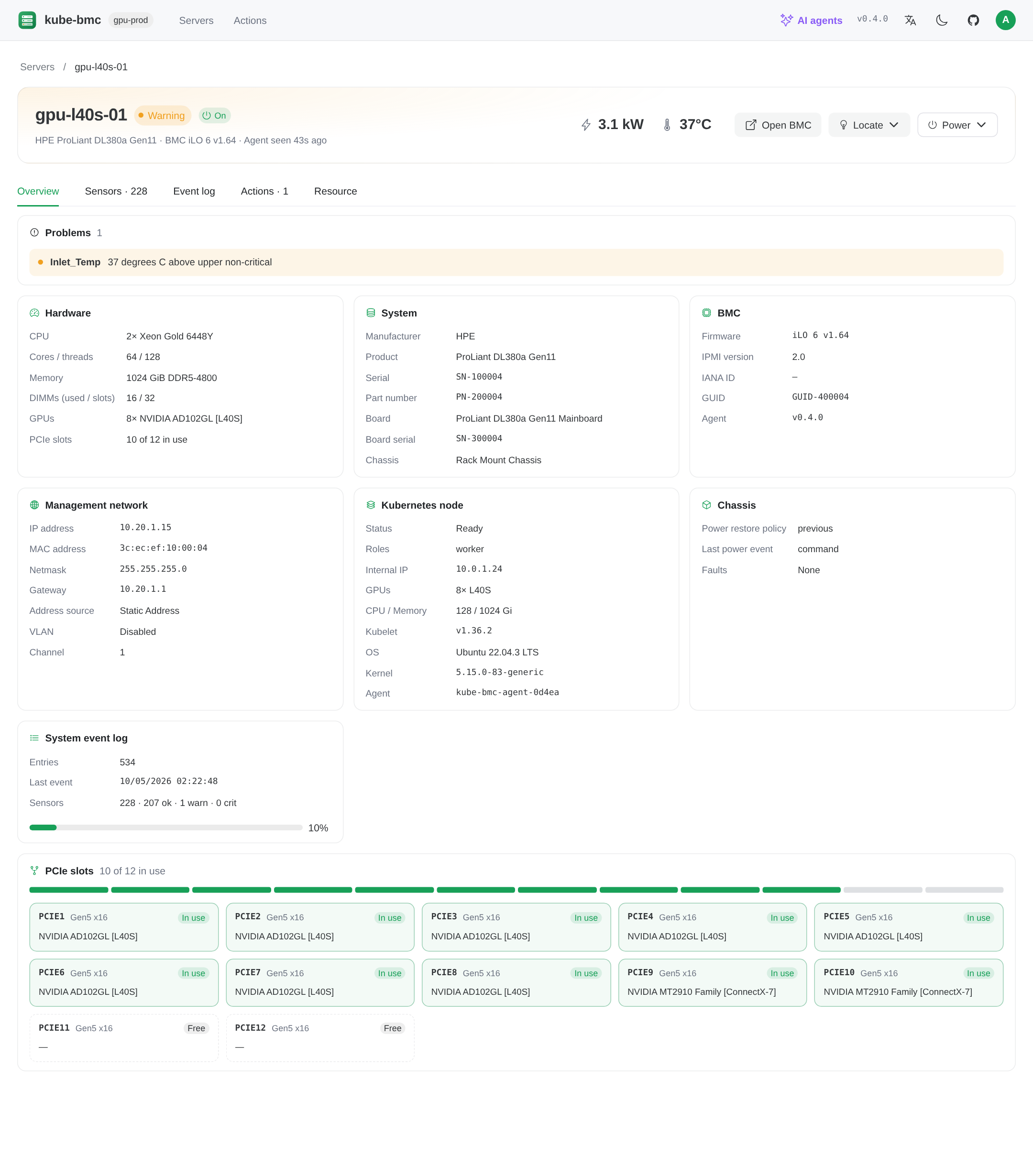 Server details