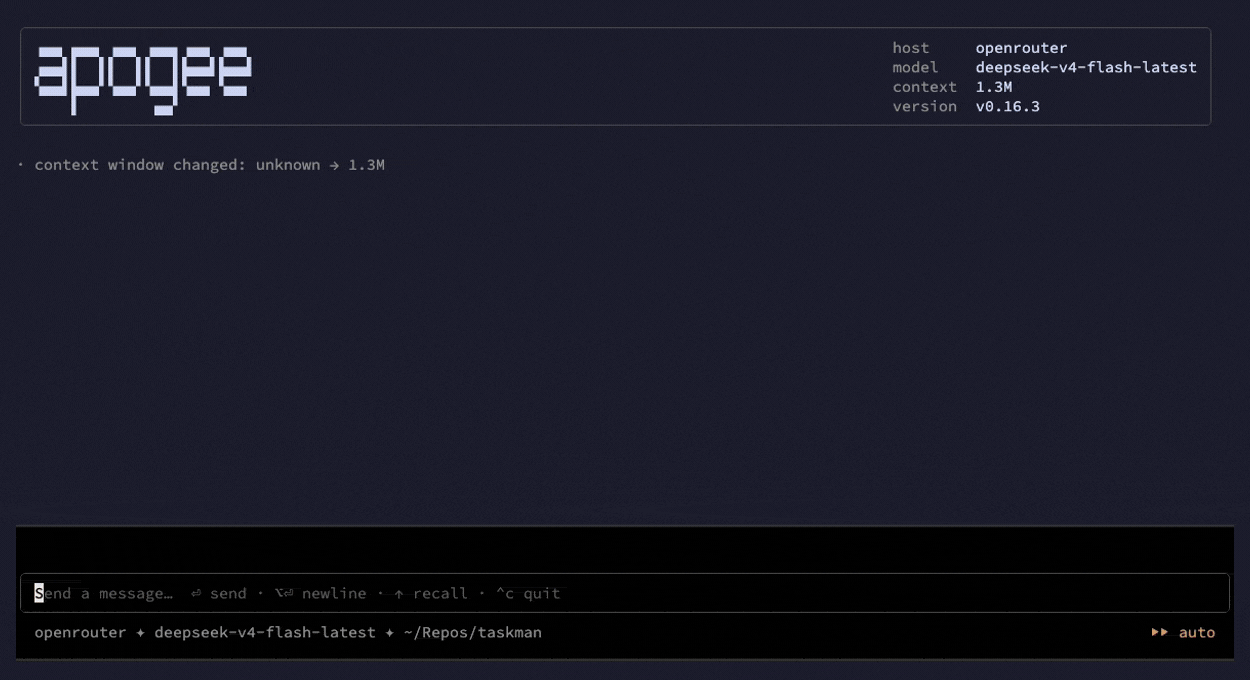 apogee — a terminal AI coding agent for local LLMs