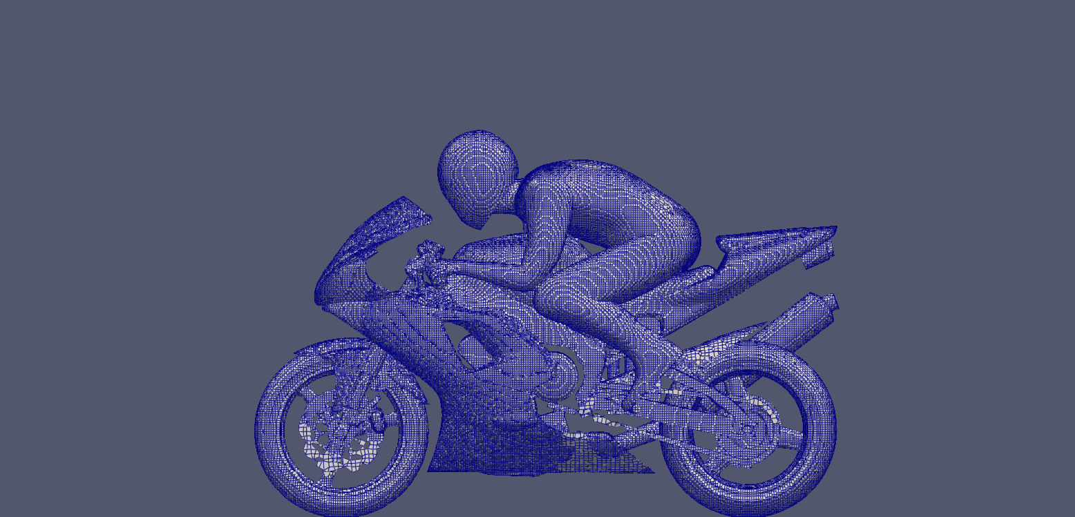 Refined surface mesh based on grad(p)