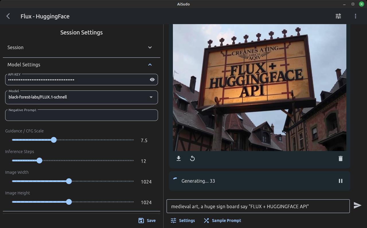 Screenshot Hugging Face Flux with AiSudo
