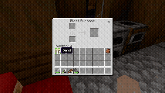 Player demonstrates new recipes at blast furnace
