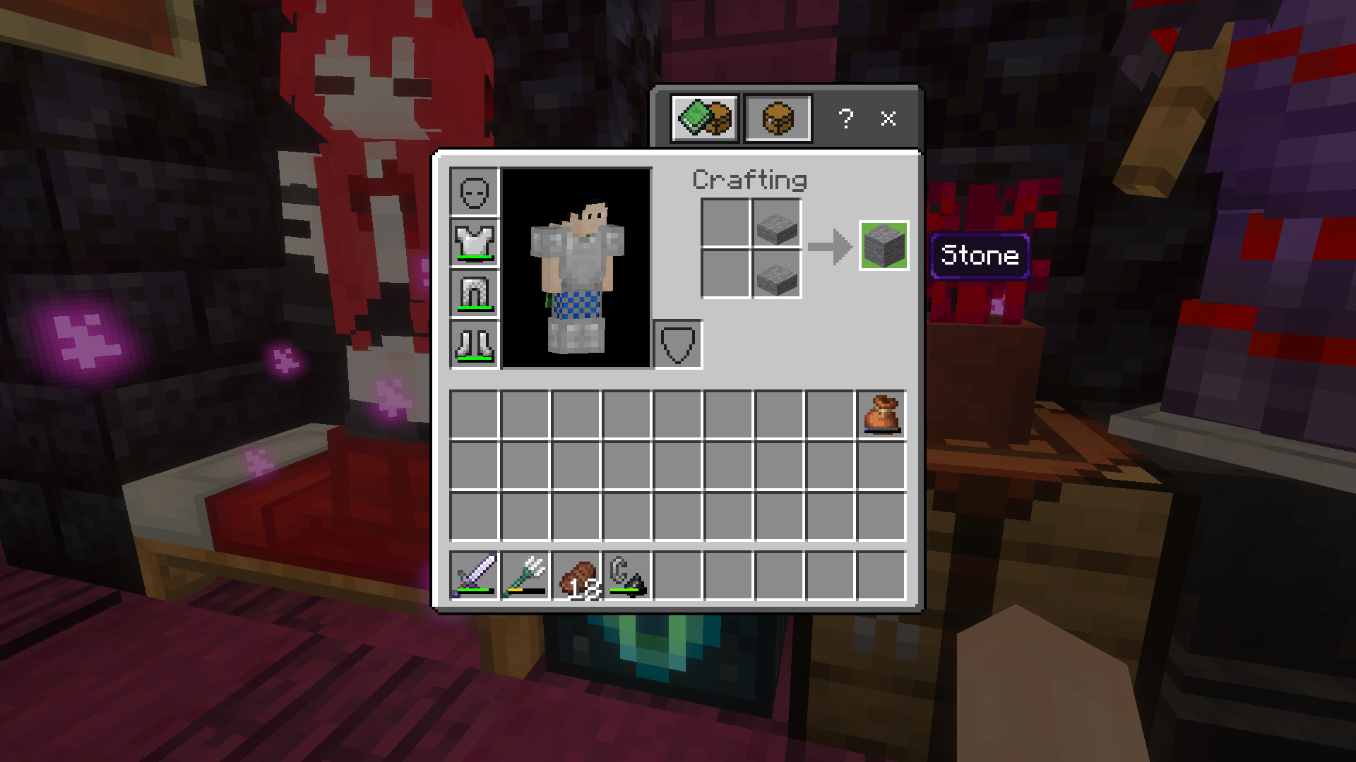 Recipe+ banner showing various crafting and smelting screens