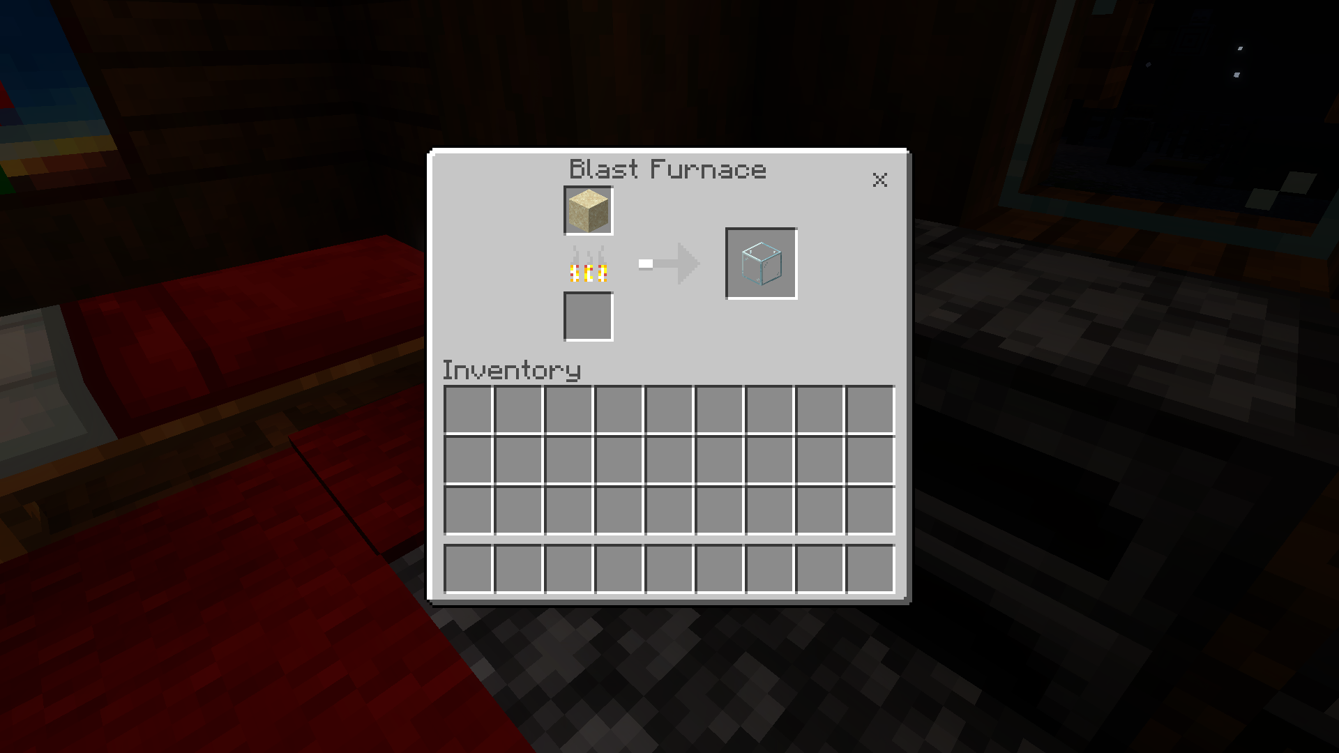 Smelting sand to glass in blast furnace