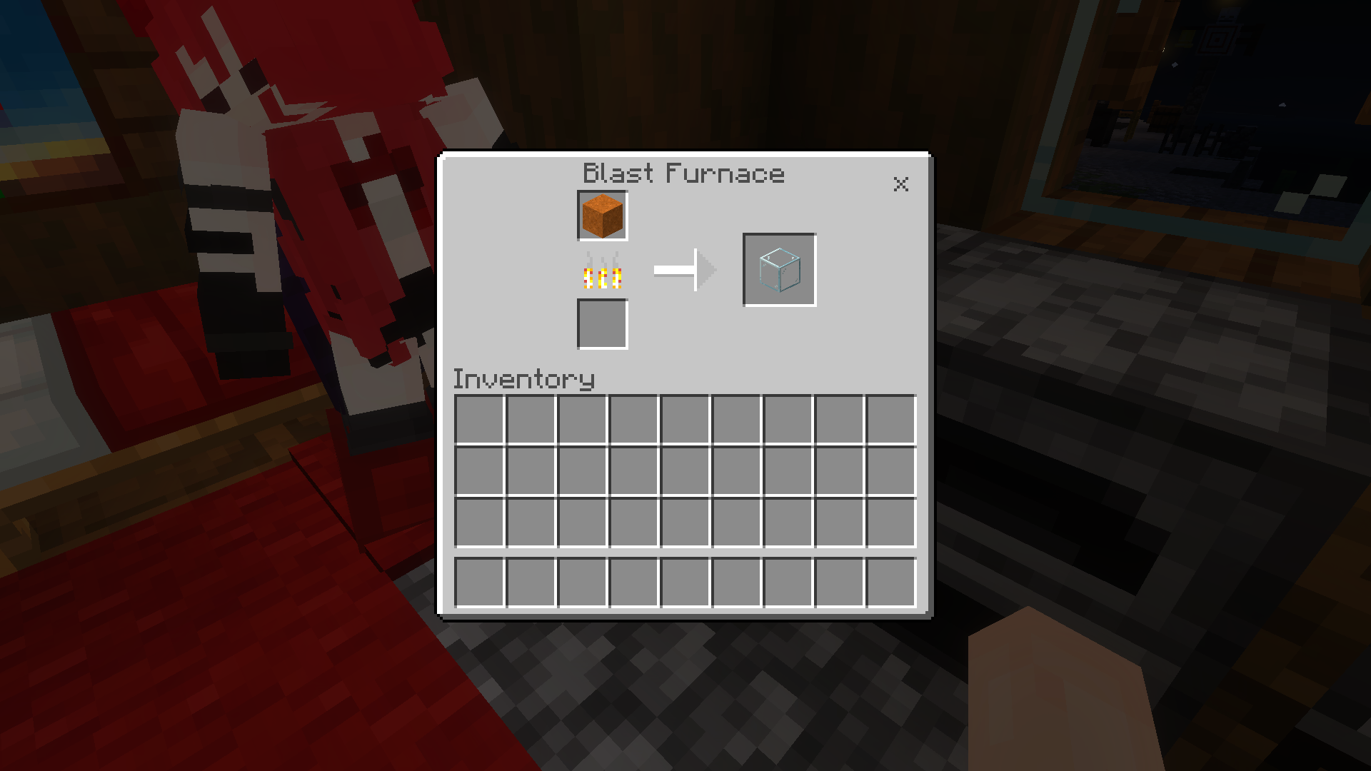 Smelting red sand to glass in blast furnace